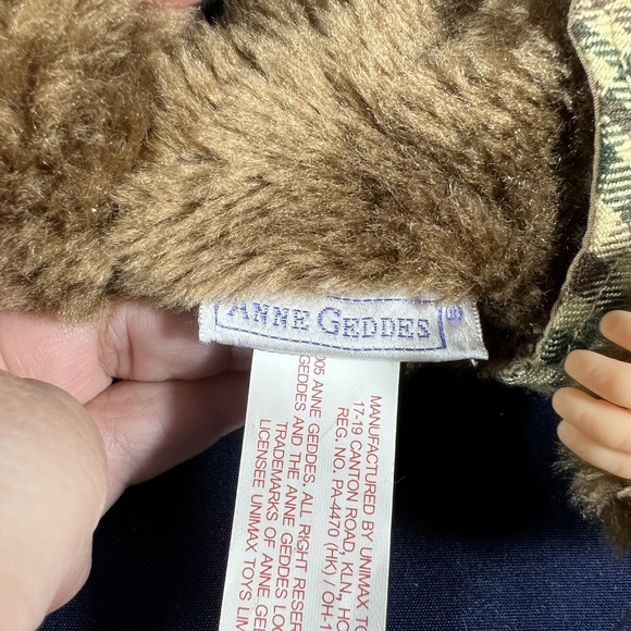 Anne Geddes Teddy Baby Plush Doll Brown Bear Collectible Blue Eyes Sweet Nursery - Picture 2 of 6